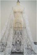 1.3yds Boho lace fabric off-white/ cotton bridal lace fabric/ boho wedding dress lace/ vintage bridal lace// L21-196N