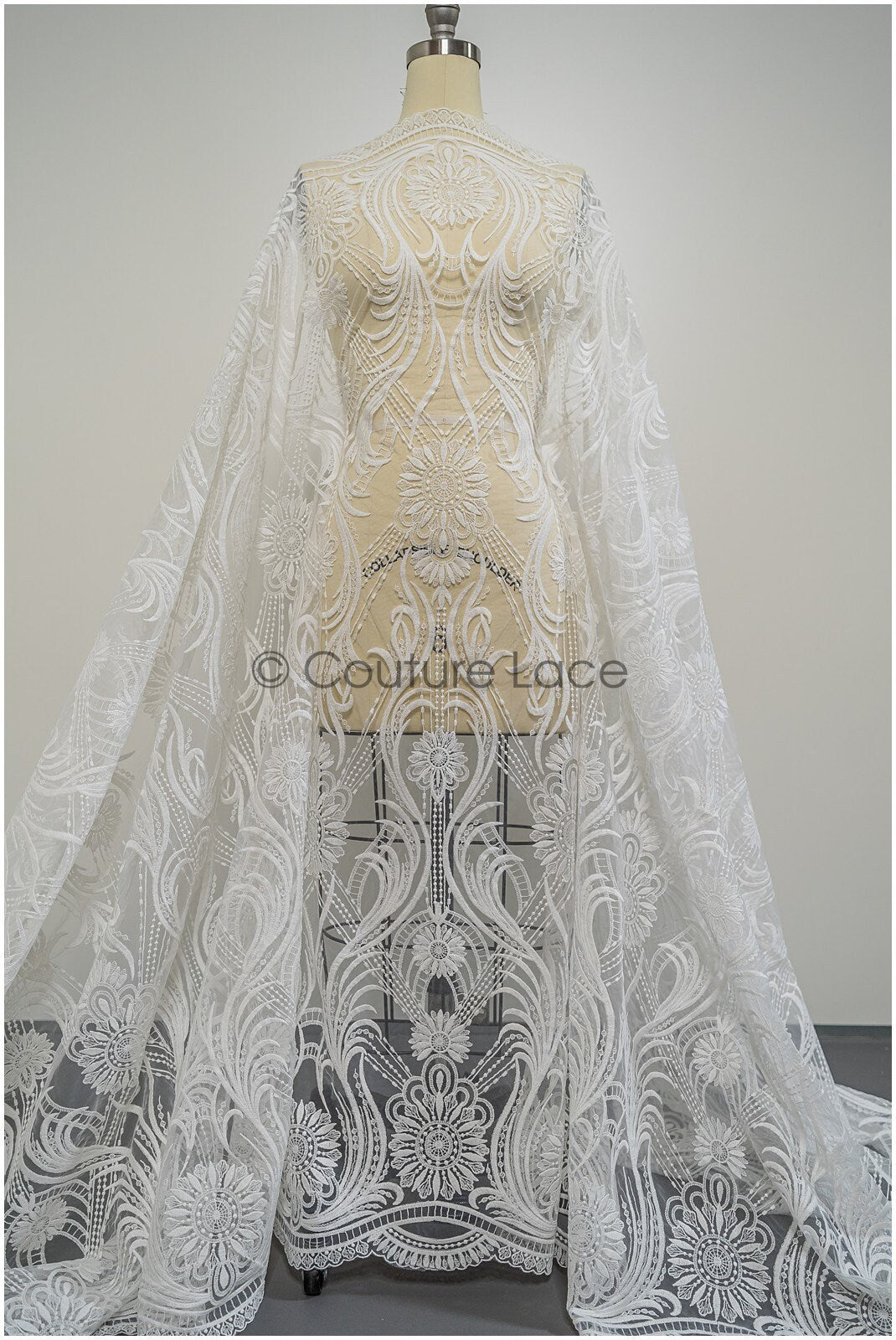 1.3yds Boho lace fabric off-white/ cotton bridal lace fabric/ boho wedding dress lace/ vintage bridal lace// L21-196N