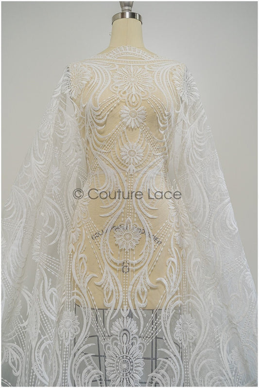 1.3Yds Boho Spitzenstoff Off-White/ Baumwolle Braut Spitzenstoff/ Boho Hochzeitskleid Spitze/ Vintage Brautspitze// L21-196N-REST-1.3YDS