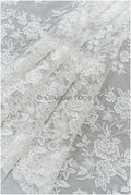 Floral lace fabric, rose bridal lace, flower bridal lace, flower blossom lace, bridal flower lace, spring flower lace// L21-098N