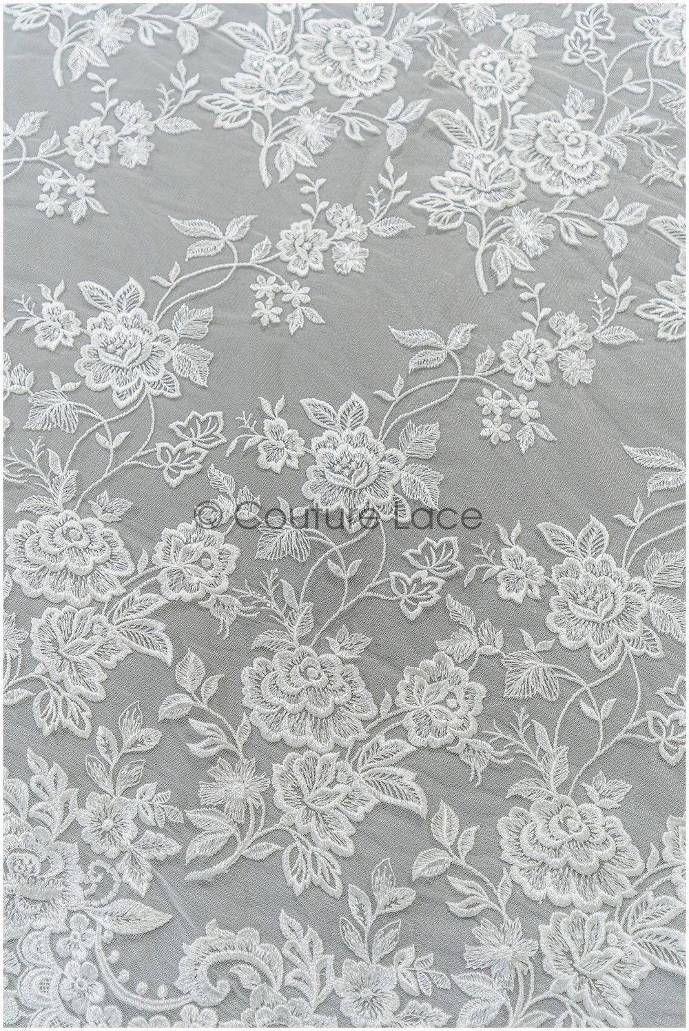 Floral lace fabric, rose bridal lace, flower bridal lace, flower blossom lace, bridal flower lace, spring flower lace// L21-098N