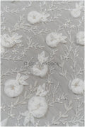 3D Blumen Spitzenstoff Off-White/ Braut Spitzenstoff/ romantische Spitze mit 3D Blumen & Perlen/ Hochzeit Spitzenstoff// L21-133N