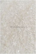 Perlen Spitzenstoff Off-White Silber/ Brautspitze mit Perlen/ Hochzeitskleid Spitze mit Perlen & Pailletten/ Perlenblütenspitze/ glänzende Spitze// L21-301OS