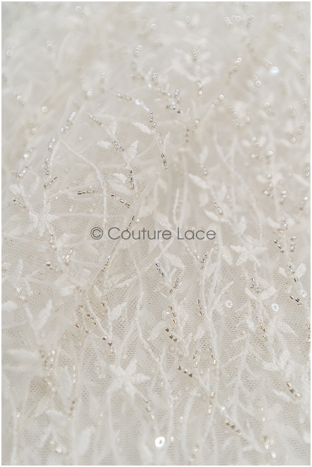 Perlen Spitzenstoff Off-White Silber/ Brautspitze mit Perlen/ Hochzeitskleid Spitze mit Perlen & Pailletten/ Perlenblütenspitze/ glänzende Spitze// L21-301OS