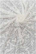 Perlen gestreifter gewellter Spitzenstoff/ Brautspitze Off-White/ Hochzeitskleid Spitze mit Perlen & Pailletten/ Braut Spitzenstoff// L19-309