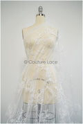 Romantischer Floraler Spitzenstoff/ Brautspitze Off-White/ Hochzeitskleid Spitze mit Blüten & Blättern// L21-417