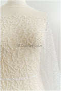 Perlen Spitzenstoff Off-White/ Couture Spitze Stoff/ Brautspitze mit Perlen/ Perlenspitze// L21-136
