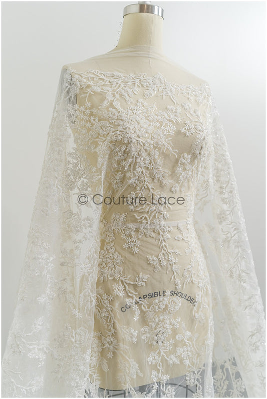 Perlen Spitzenstoff/ Couture Spitzenstoff/ Braut Spitzenstoff/ Perlen Perlen Spitze// L21-194B