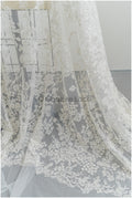 Pearl lace fabric/ Couture lace fabric/ Bridal lace fabric/ Pearl beaded lace// L21-194B