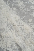 Perlen Spitzenstoff Off-white/ Couture Spitze Stoff/ Brautspitze Stoff mit Perlen/ Perlen Spitze// L21-193B