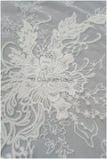 Romantischer floraler Spitzenstoff Off-White/ Braut Spitzenstoff mit Blumen/ romantischer Spitzenstoff// L21-123B