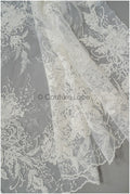 Romantischer floraler Spitzenstoff Off-White/ Braut Spitzenstoff mit Blumen/ romantischer Spitzenstoff// L21-123B