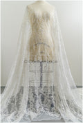 Romantische Braut Spitze Off-White/ Blumen Spitze/ Hochzeitskleid Spitenstoff/ Brautsptze// L21-085B