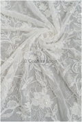 Weicher Perlen Spitzenstoff mit Blumen & Astmuster/ florale Brautspitze/ Couture Braut Spitzenstoff// L21-086B