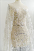 Weicher Perlen Spitzenstoff mit Blumen & Astmuster/ florale Brautspitze/ Couture Braut Spitzenstoff// L21-086B