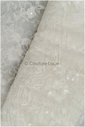 Weicher Perlen Spitzenstoff mit Blumen & Astmuster/ florale Brautspitze/ Couture Braut Spitzenstoff// L21-086B
