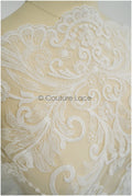 Weicher Braut Spitzenstoff Off-White/ royaler Spitzenstoff für Brautkleid/ Ornament Spitzenstoff// L21-073