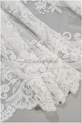Weicher Braut Spitzenstoff Off-White/ royaler Spitzenstoff für Brautkleid/ Ornament Spitzenstoff// L21-073