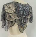Black bridal cape/wedding cape/cover up/rhinestone bolero/pearl capelet/bridal bolero// E19-019BL