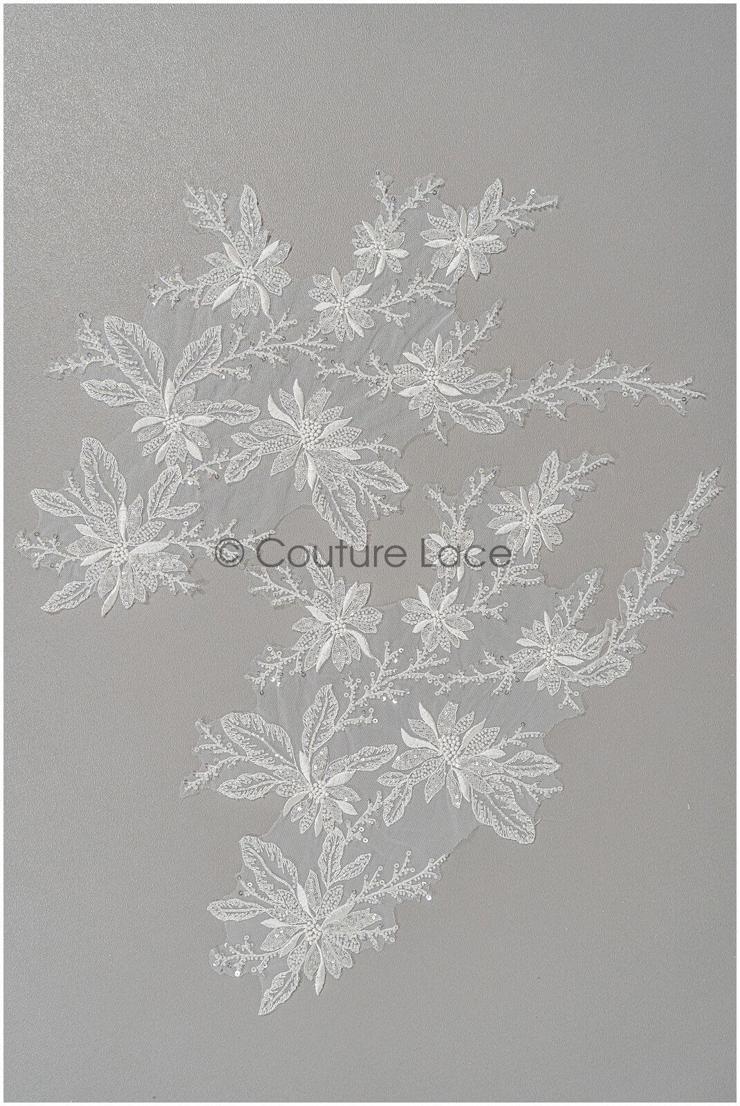 schwere PerlenBlumen Spitze Applikation für Hochzeitskleid, floraler Spitzenaufnäher mit Perlen und Perlen// A21-252