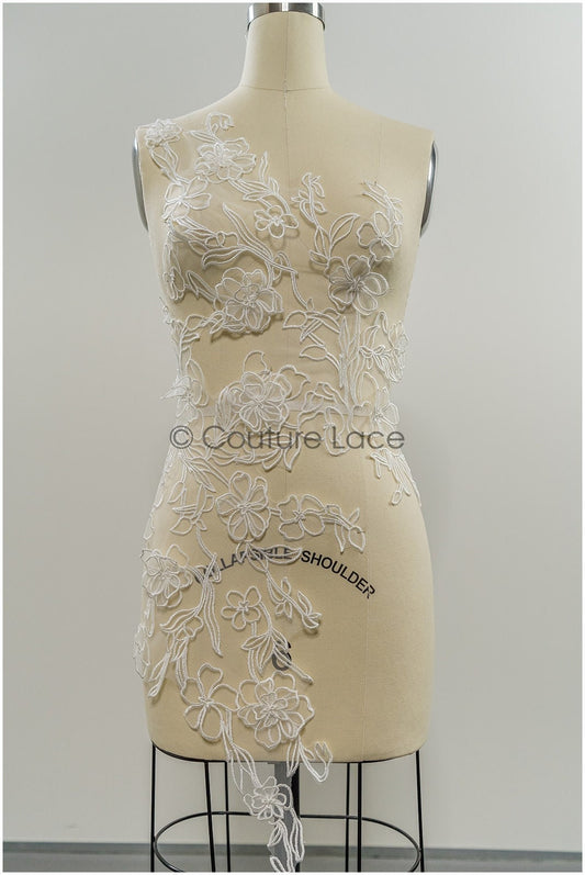 3D Blumen Spitzen Applikation, 3D Blumen Applikation, SpitzenBlume Applikation, Spitzen Applikation, 3D Brautkleid Spitzen Applikation, BrautSpitze Applikation// A21-239