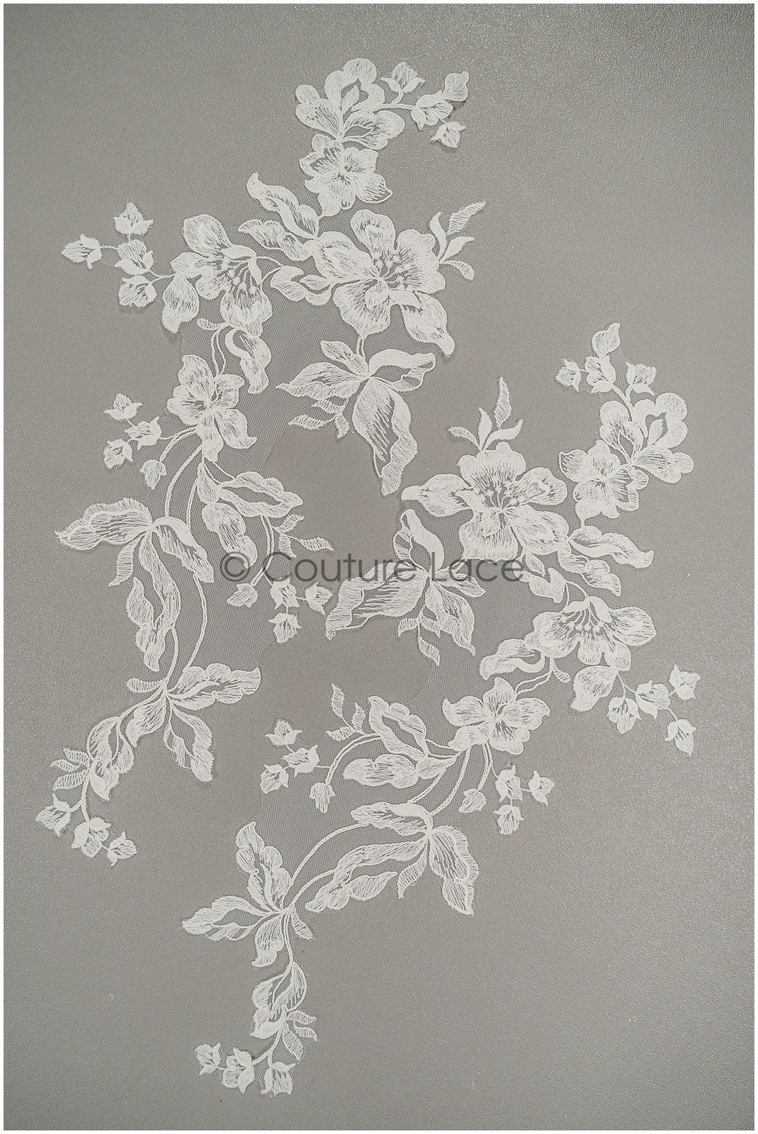 Floral lace appliques for bridal dress, floral lace patches, embroidered lace appliques, corded lace appliques off-white// A21-241