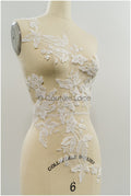 Floral lace appliques for bridal dress, floral lace patches, embroidered lace appliques, corded lace appliques off-white// A21-241