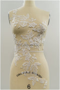 Floral lace appliques for bridal dress, floral lace patches, embroidered lace appliques, corded lace appliques off-white// A21-241
