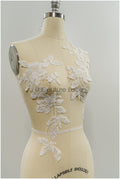 Floral lace appliques for bridal dress, floral lace patches, embroidered lace appliques, corded lace appliques off-white// A21-242