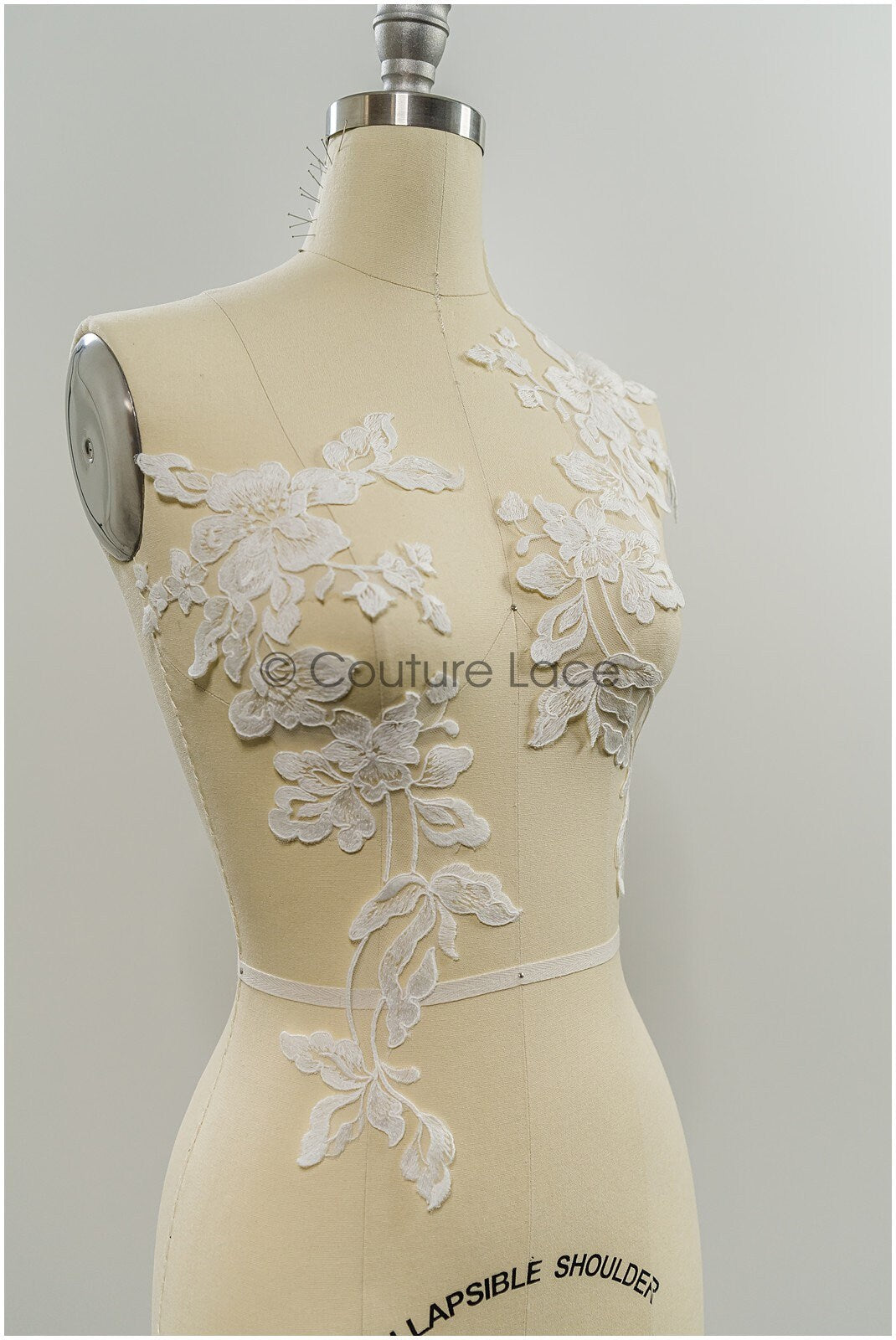 Floral lace appliques for bridal dress, floral lace patches, embroidered lace appliques, corded lace appliques off-white// A21-242