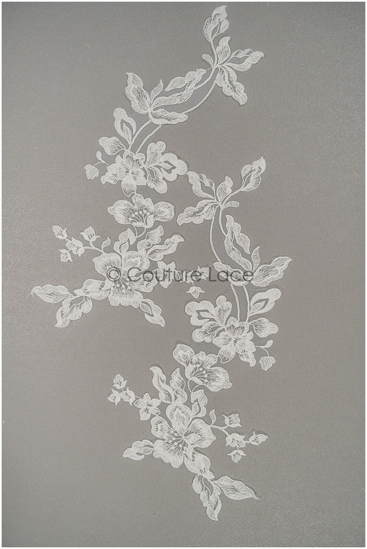 Floral lace appliques for bridal dress, floral lace patches, embroidered lace appliques, corded lace appliques off-white// A21-242
