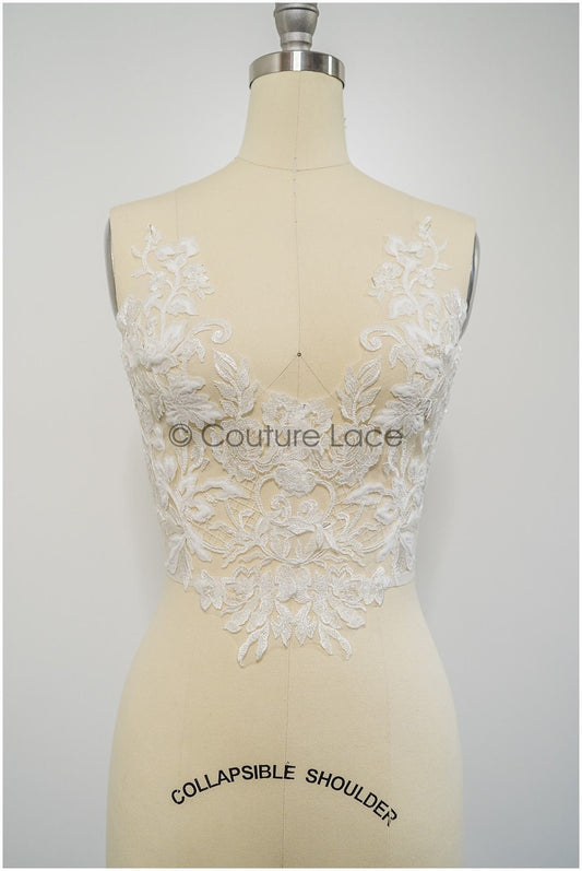 Floral lace applique for wedding dress, floral lace patch, embroidered lace applique, bridal applique// A21-225