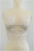 Perlen Applikation für Brautkleid, Blumenspitze Aufnäher, bestickte Spitzenapplikation, Brautapplikation// A21-227