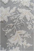 hand-embroidered floral lace applique for wedding dress, floral lace patch, embroidered lace applique, bridal applique // A21-226