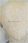 Perlen Applikation für Brautkleid, Blumenspitze Aufnäher, bestickte Spitzenapplikation, Brautapplikation// A21-223