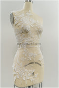 Floral lace appliques for bridal dress, floral lace patches, embroidered lace appliques, corded lace appliques off-white// A21-220