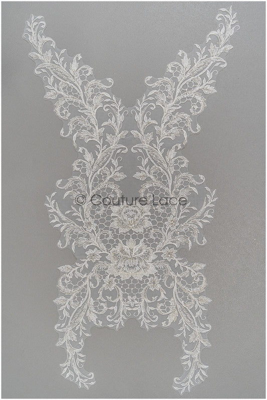 Perlen Applikation für Brautkleid, Blumenspitze Aufnäher, bestickte Spitzenapplikation, Brautapplikation// A21-196