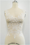 Perlen Applikation für Brautkleid, Blumenspitze Aufnäher, bestickte Spitzenapplikation, Brautapplikation// A21-197