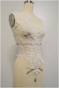 Perlen-Applikation für Brautkleid, Blumenspitze Aufnäher, bestickte Spitzenapplikation, Brautapplikation// A21-201