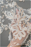 A21-203 / Florale SpitzenApplikation für Brautkleid, Blumenspitze Aufnäher, bestickte Spitzenapplikation, Brautapplikation