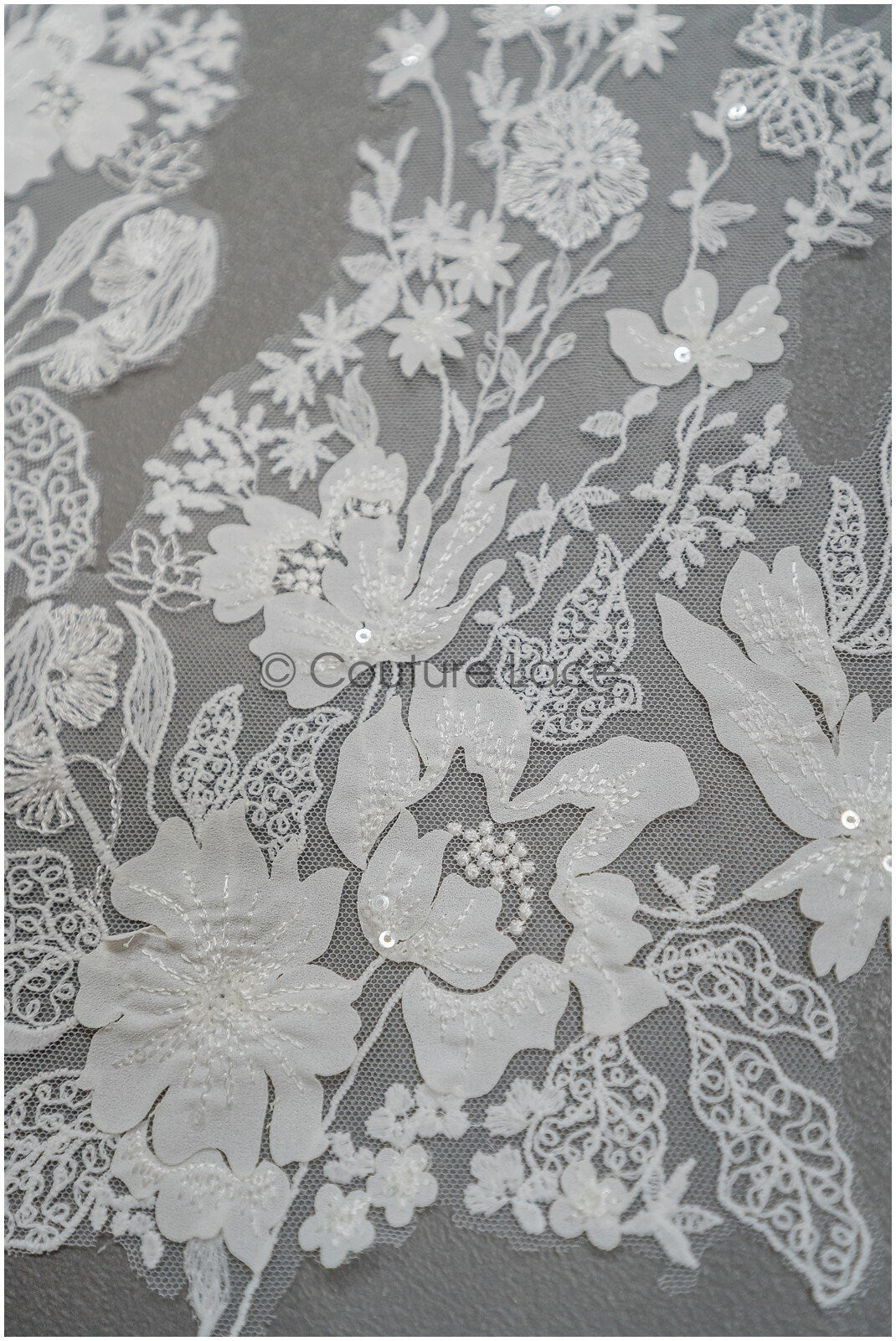 Super soft wildflower lace applique for wedding dress, floral lace patches, embroidered lace applique, bridal applique// A21-206