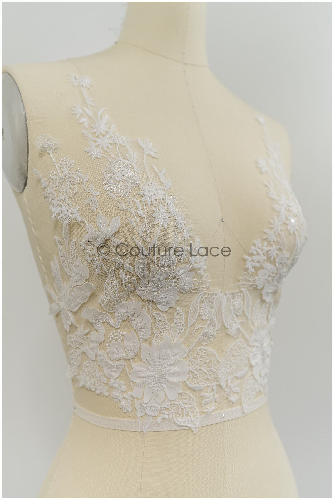 Super soft wildflower lace applique for wedding dress, floral lace patches, embroidered lace applique, bridal applique// A21-206