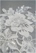 3D Blumen Spitzen Applikation, 3D Blumen Applikation, SpitzenBlume Applikation, Spitzen Applikation, 3D Brautkleid Spitzen Applikation, BrautSpitze Applikation// A21-207