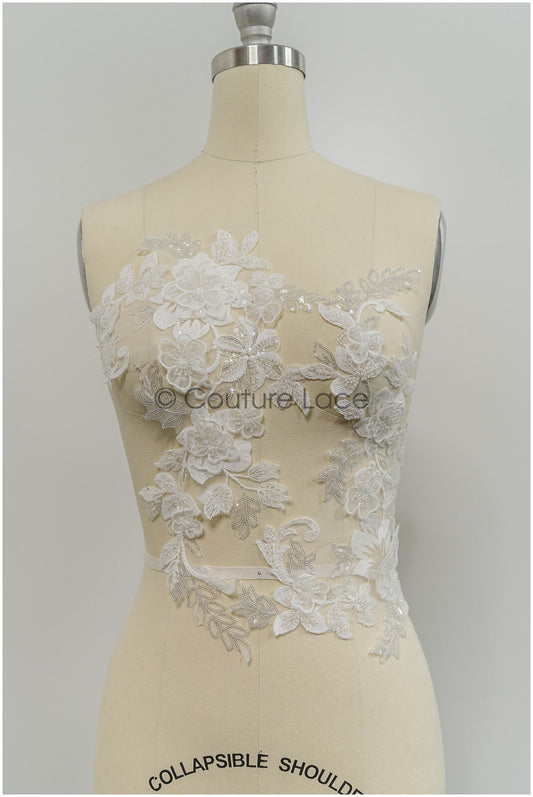 3D Blumen Spitzen Applikation, 3D Blumen Applikation, SpitzenBlume Applikation, Spitzen Applikation, 3D Brautkleid Spitzen Applikation, BrautSpitze Applikation// A21-207