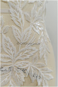 Floral lace appliques for bridal dress, floral lace patches, embroidered lace appliques, corded lace appliques off-white// A21-208