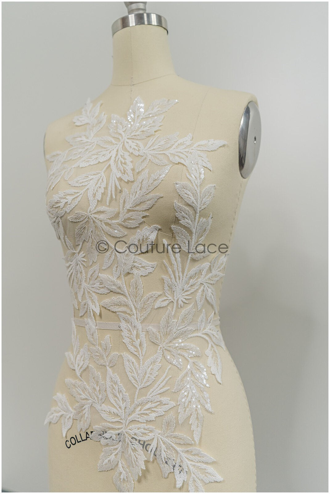Floral lace appliques for bridal dress, floral lace patches, embroidered lace appliques, corded lace appliques off-white// A21-208