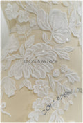 Floral lace appliques for bridal dress, floral lace patches, embroidered lace appliques, corded lace appliques off-white// A21-210
