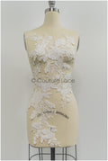 Floral lace appliques for bridal dress, floral lace patches, embroidered lace appliques, corded lace appliques off-white// A21-210