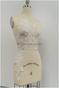 Perlen Applikationen für Brautkleid, Blumenspitze Aufnäher, bestickte Spitzenapplikationen, kordelierte Spitzenapplikationen off-white// A21-212