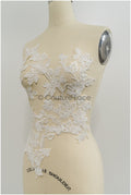 Perlen Applikationen für Brautkleid, Blumenspitzen Aufnäher, bestickte Spitzenapplikationen, kordelierte Spitzenapplikationen off-white// A21-214